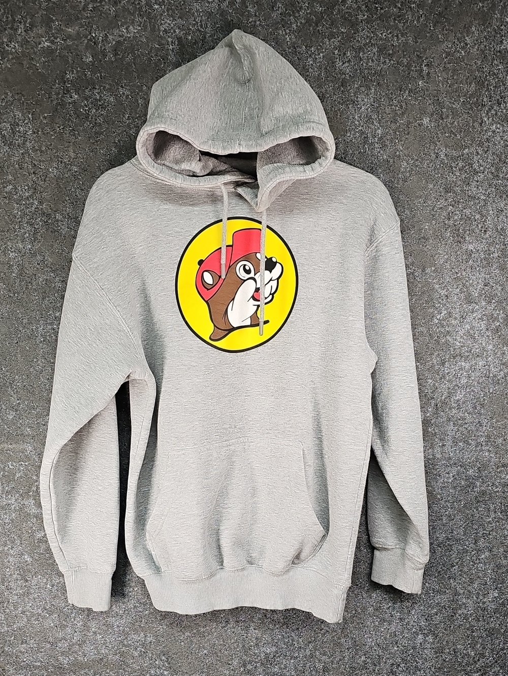 Buc-ees Graphic Hoody, Heather Gray, Size Small